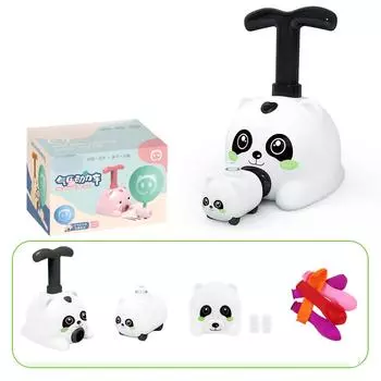Balloon Powered Launcher Toy Educational Cartoon Aerodynamics Inertial Power Car Racers for Boys Panda