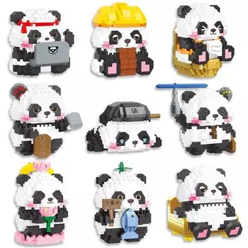 BALODY Block Panda Набор из 9 мини-блоков Гигантская панда Строительные блоки DIY Подарок для сборки для детей и взрослых
