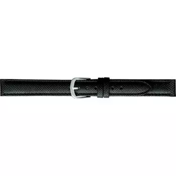 BAMBI Watch Band Cowhide Antibacterial and Deodorizing Treatment Water Repellent 9mm Black Beautiful Lock Silver BCB610AE