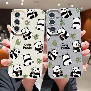 Bamboo Panda Soft Silicone Shell for Samsung S24 S22 Ultra Plus S23 S21 S20 Fe A55 A54 A53 A52 A35 A15 A16 Shockproof Solid Color Matte Cover Samsung S24 чёрный
