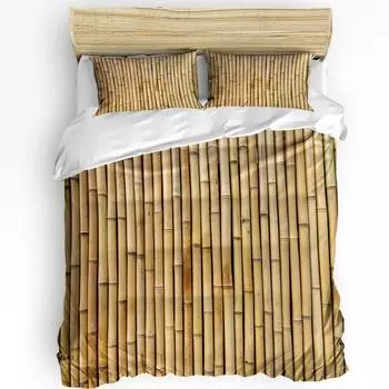 Bamboo Retro Shabby Plant Duvet Cover Bed Bedding Set Double Home Textile Quilt Cover Pillowcases Bedroom Bedding Set No Sheet EU single(135x200cm)