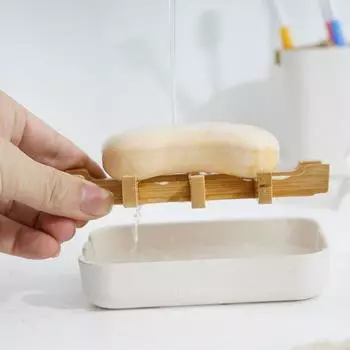 Bamboo Soap Bamboo Eco-friendly Portable Soap Dish with Handcrafted Wooden Holder and Tray for Bathroom Storage чёрный