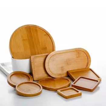 Bamboo Wood Flower Pot Tray 10 Style Creative Saucer Plant Tray Holder Home Decor Mini Plant Stand Favor Succulent Pot Tray