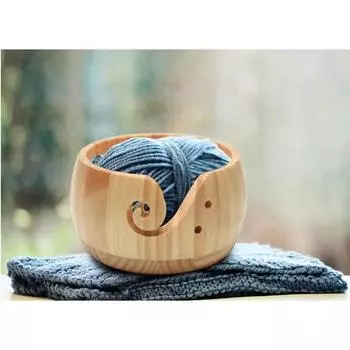 Bamboo Yarn Bowl Handmade Knitting Bowl Wool Holder DIY Embroidery Crocheting Storage Accessories for Crochet
