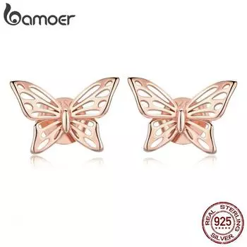 BAMOER 100% стерлингового серебра 925 пробы, новые серьги-бабочки для женщин, ювелирные изделия из стерлингового серебра SCE452-c