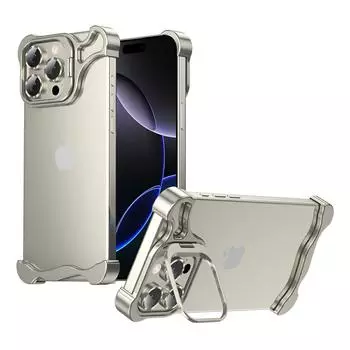Бампер для iPhone 15 Pro Max с подставкой для объектива, металлическими углами для отвода тепла, чехол для телефона Titanium