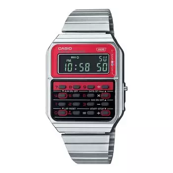 Банк данных часов CASIO Calculator, красный Casio DATABANK, браслет из нержавеющей стали [Доставка почтой] Мужская CA-500WE-4B [Товар]