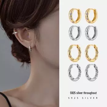 Banyan Tree S925 Silver Geometric Zircon Circle Earrings for Women ES2273 серебряный