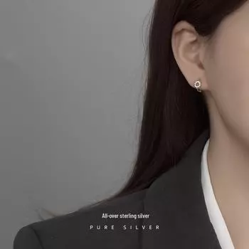 Banyan Tree S925 Silver Korean Round Pearl Hoop Earrings ES1884 белого золота