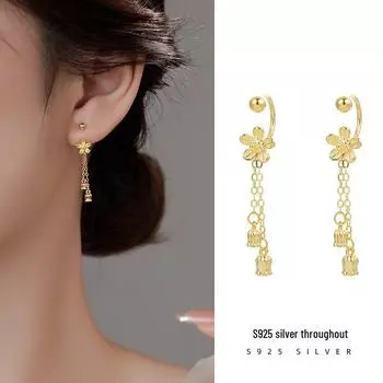 Banyan Tree S925 Silver Lily of the Valley Tassel Earrings for Women - Elegant Two-Way Wear ES2654 серебряный