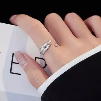 Banyan Tree S925 Silver Women s Leaf Open Index Finger Ring - Simple, Fashionable Wheat Ear Design RS969 золотой