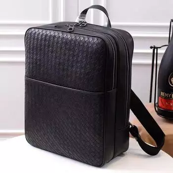 Baodijia Same Style Business Backpack Leather Plain Fashion Trend Casual Backpack Large Capacity Travel Bag 29x38x14 чёрный