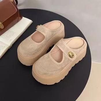 Baotou half slippers women s spring new muffin height increase Ma Liang slippers women 35