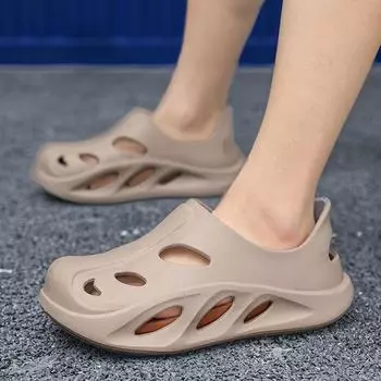 Baotou hole shoes men s summer outdoor beach shoes men s large size casual sandals hollow splicing tide sandals 40 хаки