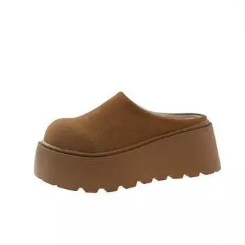 Baotou muffin low cotton mop winter new versatile cotton slippers retro one-pedal thick-soled slippers 35