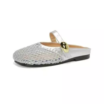 Baotou sandals women s new summer wear versatile commuting not tired feet fairy lazy word with single shoes 35 серебряный