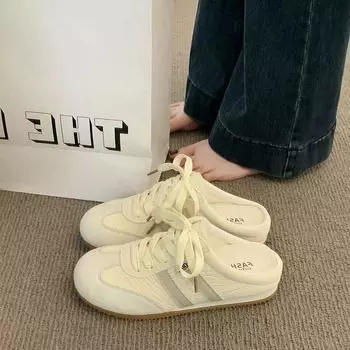 Baotou slippers women s summer wear new shoes half drag white shoes one pedal casual shoes 35