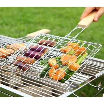 Барбекю Гриль Корзина Гриль Сетка для барбекю Стейк Мясо Рыба Сетка Держатель Домашние Инструменты Уличный Барбекю Гриль для приготовления пищи Sliver