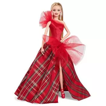 Barbie holiday barbie blonde Dress up doll/house Signature BLACK dress up doll doll From 6 years old red HRM61