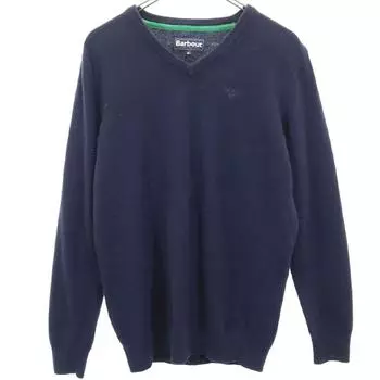 Barbour шерстяной свитер с длинным рукавом M темно-синий вязаный мужской б/у