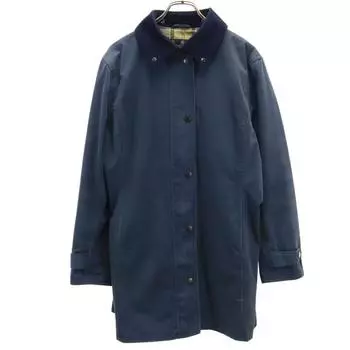 Barbour Вельветовый воротник Длинное пальто 12 Темно-синий Женский Б/У