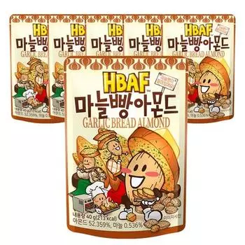 Barf Garlic Bread Almonds, 40g, 6 pieces, Korean nuts
