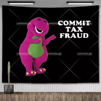 Barney Commit Tax Fraud Meme Tapestry Wall Hanging Kawaii Anime Tapestrys Room Decoration Aesthetic Home Art Tapestries Large 29x37in 74x94cm