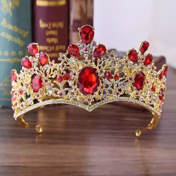 Барочный европейский стиль, ярко-красный, высококачественный свадебный венец, свадебные украшения, бутик, головной убор, хрустальные свадебные украшения ручной работы