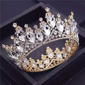 Барокко пышная круглая диадема для невесты королевы королевские тиары металлические короны украшения для головы для банкета свадебные украшения для волос аксессуары