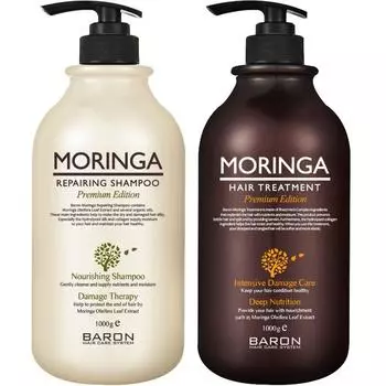 Baron Moringa Repairing Shampoo + Treatment, 1 set