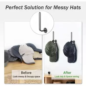 Baseball hat storage rack, metal L-shaped iron wire rack, wall mounted hat rack, hat bracket чёрный
