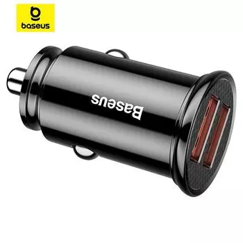 Baseus Circular Plastic A+A 30W Dual QC3.0 Quick Car Charger Автомобильное зарядное устройство для быстрой зарядки