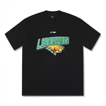 Баскетбольная майка Li Ning CBA с принтом букв, дышащая, с круглым вырезом, свободная, с коротким рукавом, унисекс, черная ATSUA65-1 M