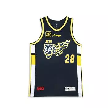 Баскетбольная майка Li Ning CBA Series с буквенным номером и V-образным вырезом, удобная, дышащая, универсальная, повседневная, классическая, мужская майка, цвет Guangdong-Blue AAYU785-1 M