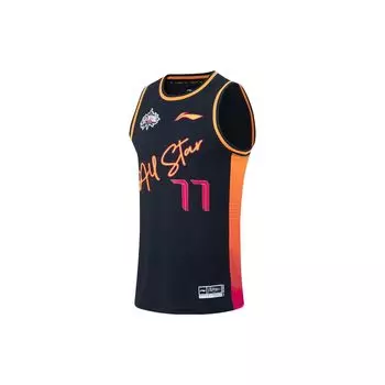 Баскетбольная майка Li Ning CBA Series с логотипом и буквенным принтом 22 сезона All-Star Zhang Zhenlin 77, мужская майка, черная AAYT695-1 S