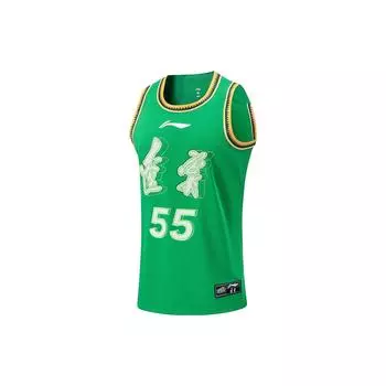 Баскетбольная майка Li Ning CBA Series Professional с цифровым логотипом и быстросохнущим прохладным принтом, мужская футболка Fan Edition, цвет Wild-Green AAYTA55-1 L