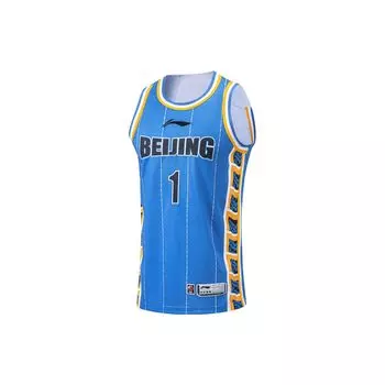 Баскетбольная майка Li Ning Cba Series Professional с цифровым принтом в полоску, быстросохнущая, классическая версия, мужские майки, цвет Beijing-Blue AAYTA79-2 L