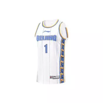 Баскетбольная майка Li Ning Cba Series Professional с цифровым принтом в полоску, быстросохнущая, 23-24 сезона, Beijing Team Edition, мужские майки AAYTA79-1 L