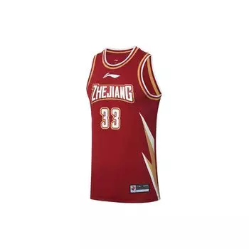Баскетбольная майка Li Ning Professional Basketball Series с логотипом и буквенным принтом, круглая горловина, без рукавов, мужская майка Zhejiang-Red AAYS519-2 XL
