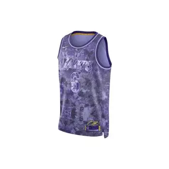 Баскетбольная майка с принтом Nike Tie-Dye 22-23 сезона Лос-Анджелес Лейкерс Леброн Джеймс Нет. 6 мужских топов фиолетового цвета FD4093-580 S