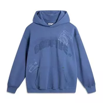 Баскетбольная серия Li Ning Anti-Five Series с принтом букв, дышащая универсальная свободная толстовка с капюшоном, мужская толстовка цвета морской соли и синего AWDU719-1 S