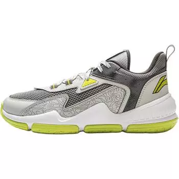 Баскетбольная серия Li Ning Удобные Универсальные Прочные Отскок Дышащие Поддержка Низкий верх Детские баскетбольные кроссовки Детские кроссовки Серо-зеленые YKBV105-7 31