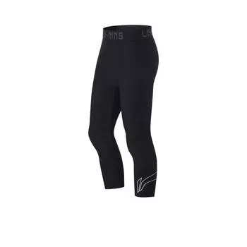 Баскетбольные брюки Li Ning CBA Series Professional с логотипом и буквами, плоские, с промежностью, устойчивые к столкновениям, трикотажные спортивные брюки длиной три четверти, мужские брюки черного цвета AULT527-1 3XL