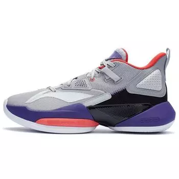 Баскетбольные кроссовки Li Ning Air Strike 8 с амортизацией, противоскользящие, износостойкие, средней высоты, мужские баскетбольные кроссовки Micro-Crystal-Gray ABPR035-1 40