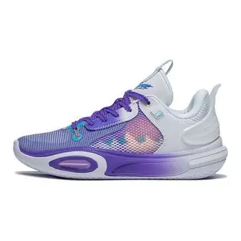 Баскетбольные кроссовки Li Ning All City 11 Youth Edition Snow Mountain с амортизацией, нескользящие, износостойкие, низкие, детские кроссовки серо-фиолетового цвета ABPT049-2 39