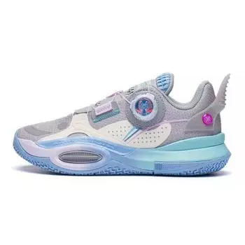 Баскетбольные кроссовки Li Ning All City 10 V1 с противоскользящей амортизацией, износостойкие, с низким верхом, детские кроссовки серо-белого цвета YKBS060-1 35