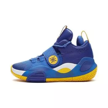 Баскетбольные кроссовки Li Ning All City 8 Velcro с противоскользящей подошвой, амортизирующие, износостойкие, дышащие, средней высоты, детские баскетбольные кроссовки Wave-Blue YKBQ044-15 38