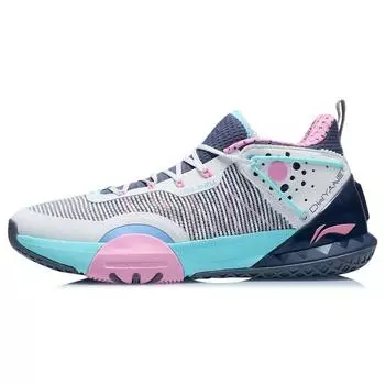 Баскетбольные кроссовки Li Ning All Day 6 V2 с амортизацией, противоскользящие, износостойкие, дышащие, поддерживающие, средней высоты, мужские баскетбольные кроссовки серо-белого цвета ABPR029-3 41