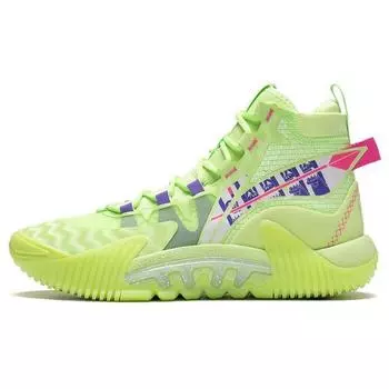Баскетбольные кроссовки Li Ning Fan Wu 2 с амортизацией, противоскользящие, износостойкие, высокие, мужские, баскетбольные кроссовки, зеленые, красные, синие, ABFR001-10 39