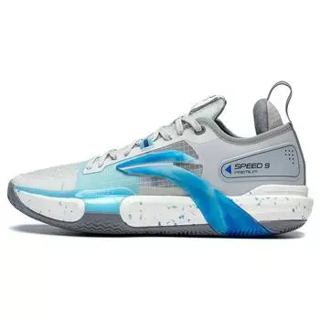 Баскетбольные кроссовки Li Ning Flash 9 Premium PRM с противоскользящим покрытием, прочные, низкие, мужские, серо-синие, ABAT023-3 45